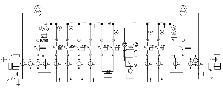 Схема электрическая принципиальная БКТП
