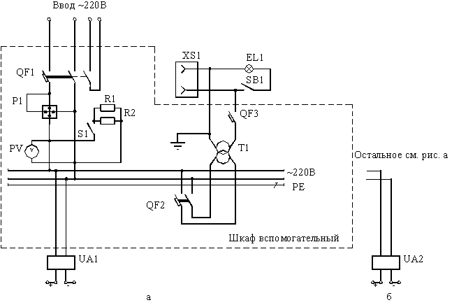 Схема электрическая принципиальная УКЗН с выпрямителем типа ТДЕ-9